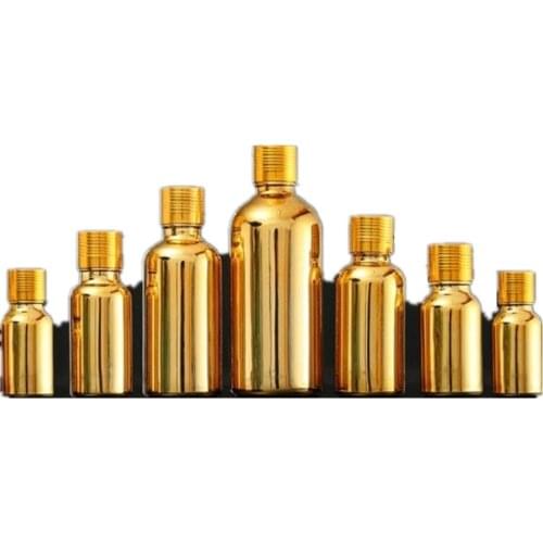 Essential Oil Bottles Glass Gold Vial 5/10/15/20/30/50ML Good Sealing Screw Lid Toner Serum Packaging Empty Cosmetic Containers