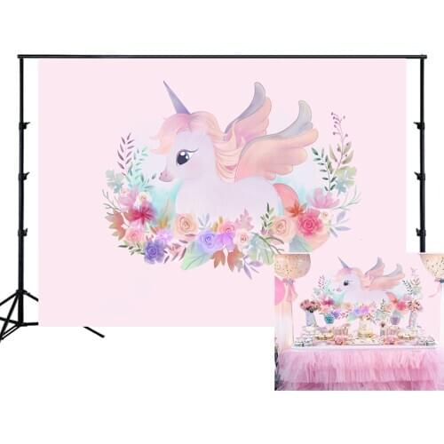 HUAYI Photography Backdrops Birthday Party Baby Shower Decor Shower Photo Background Unicorn Princess Desserts Table BoothW-3391