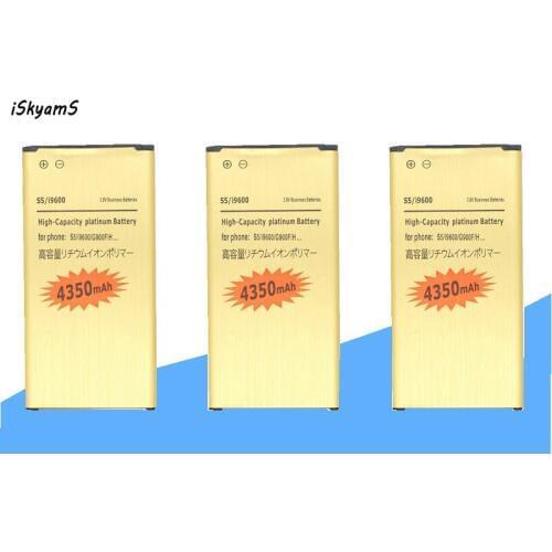 ISkyamS 3x 4350mAh EB-BG900BBE EB-BG900BBC Gold Battery For Samsung Galaxy S5 SV I9600 G900A G900P G900T G900V