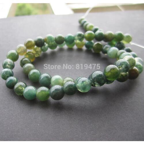4 6 8 10mm Natural Moss Stone Special Stone 15.5" Round Beads for jewelry making
