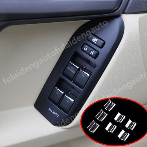 7pcs For Toyota Land Cruiser LC200 2016-2020 ABS Chrome Interior Window Lift Switch Button Sequin Trim Car Styling