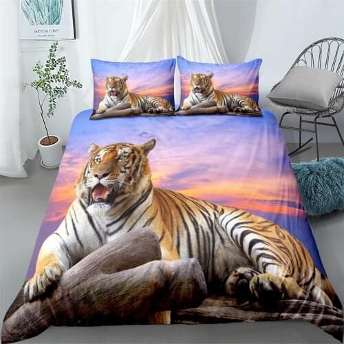 3d tigers digital bedding set king queen double full twin single size duvet cover and pillow case bed linen set