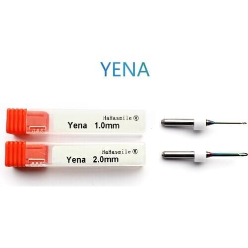 1pc/set Dental Milling Bur Yena System DC coating Machine Tungsten Carbide Cutter 1.0/2.0mm End Mill for Milling Zirconia Block