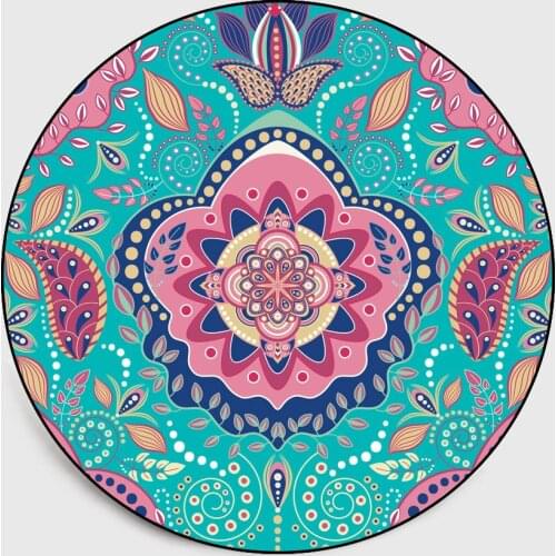 Bohemian style, beautiful, printed, non-slip, round, carpet, floor mat, bedroom, living room, home decoration