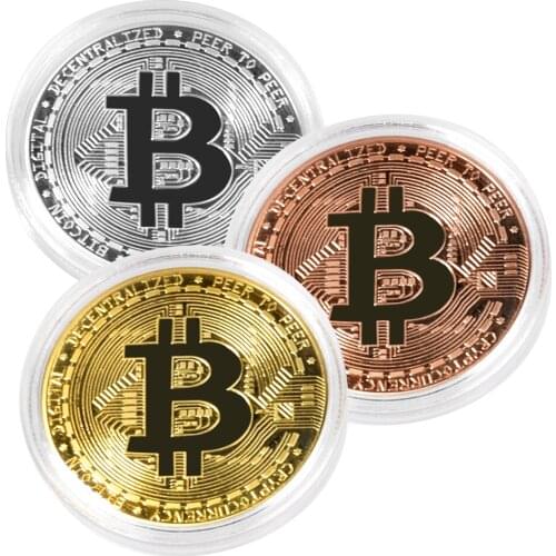 Creative Bitcoin Coin Collectible Gold Plated Physical Commemorative Coins BTC Antique Imitation Art Collection Gift Silver Rose
