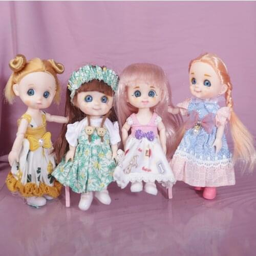 16cm Blue Eyes BJD Doll 13 Moveable Joint Dolls Dimple Freckle Face bjd Toy Little Girl Dress Up Make Up Toys Girls Gift Dolls