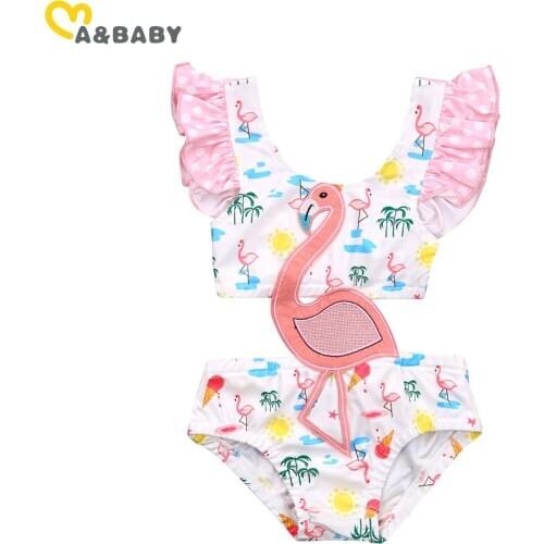 Ma&Baby 0-3Y Summer Infant Toddler Baby Kid Girls Flamingo Swimsuit One Piece Swimwear Ruffles Baby Girl Bodysuit Bathing Suit