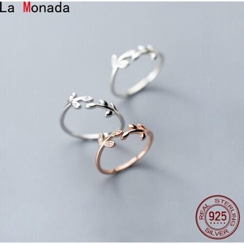 La Monada Leaves Leaf Round Finger Rings For Women 925 Silver Jewelry For Women Rings Adjustable Silver Ring 925 Women Korean