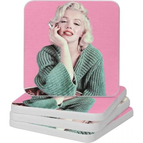 Marilyn Monroe Diatomite Square Round Coaster Multifunction Cup Bonsai Mat Soap Toothbrush Pad 10x10cm