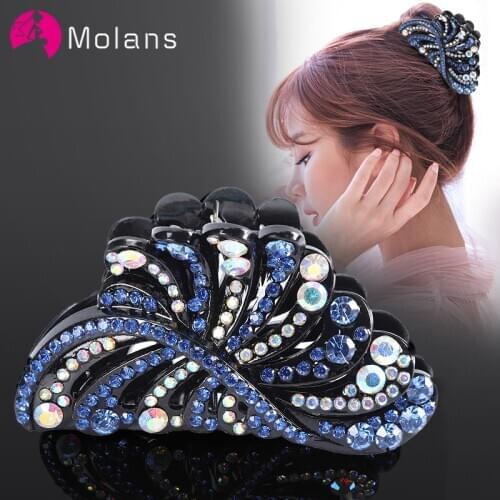 Molans New Rhinestone Hairpin Women Hair Clips Female Elegant Hair Claws Crabs Combs Hairgrip Band Fashion Hair Accessories Tool