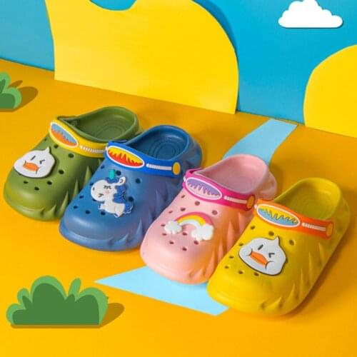 Mules & Clogs Summer Boys Girls Sandals Soft Flat Heel Cartoon Non-Slip Beach Slippers Children Garden Shoes C14