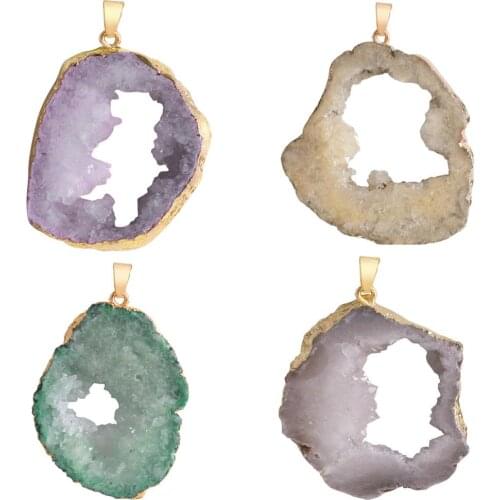 Natural Healing Crystal Rock Quartz Pendant Necklace Birthstone Gold Plated Full Wire Wrap Necklace Jewelry