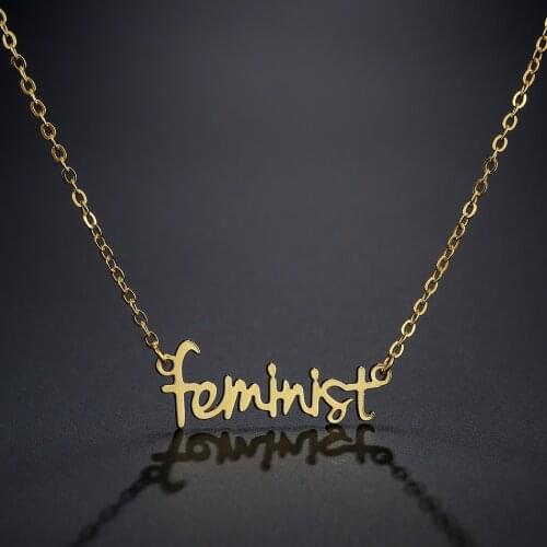 Stainless Steel Letter Feminist Necklace Women Female Strong Woman Girls Power Fashion Jewelry Best Friend Pendant Necklace