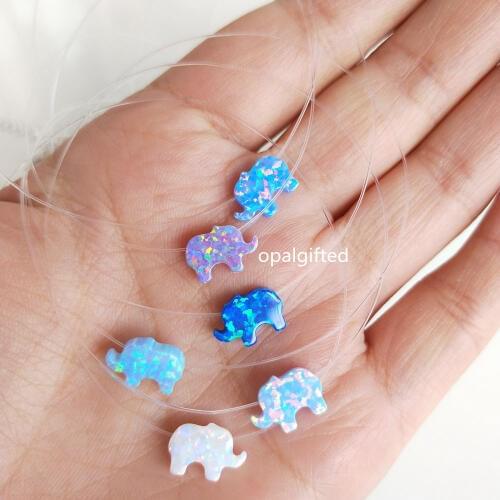 1pc 2020 Hot sale Transparent Nylon Chain Synthetic Opal elephant Necklace Opal elephant Transparent Necklace for Lady gift