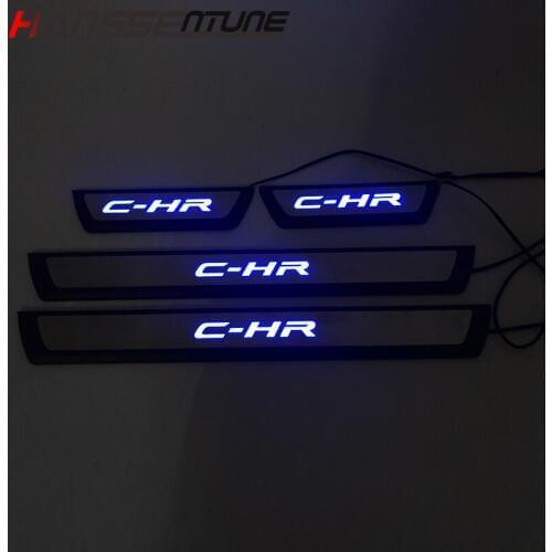FIT For C-HR 2016 2017 2018 Door LED Sill Scuff Plate Welcome Pedal Stainless Steel Car Styling