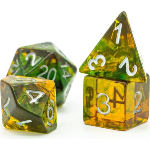 Poludie Ink Green Resin DND Dice Set D4~D20 Polyhedral Dice for Dungeons and Dragons Role-Playing Board Game ​RPG D&D MTG Dice