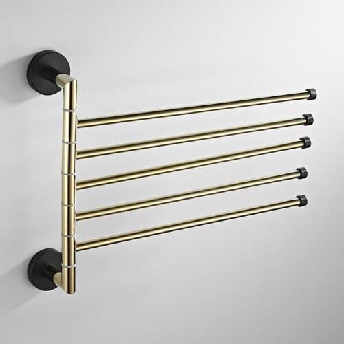 Swivel Towel Hangers Copper Gold Wall Mounted 5 Towel Bars Bathroom Towel Rail Rack Antique Bathroom Towel Holder Towel Hanger