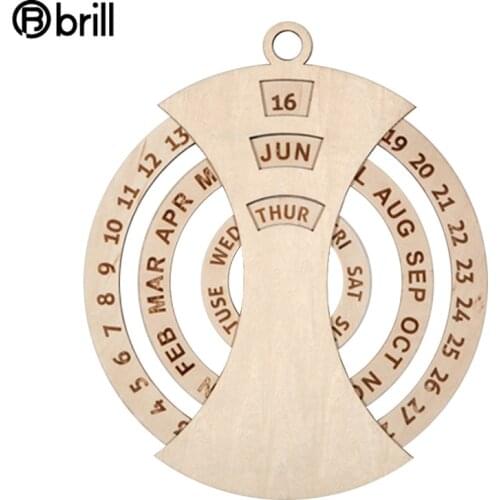 Rotary Calendar Large Wall Clock Wood 3d Living Room Retro Creative Wooden Burlywood Clock Wall Vintage Home Decor Unique Gift