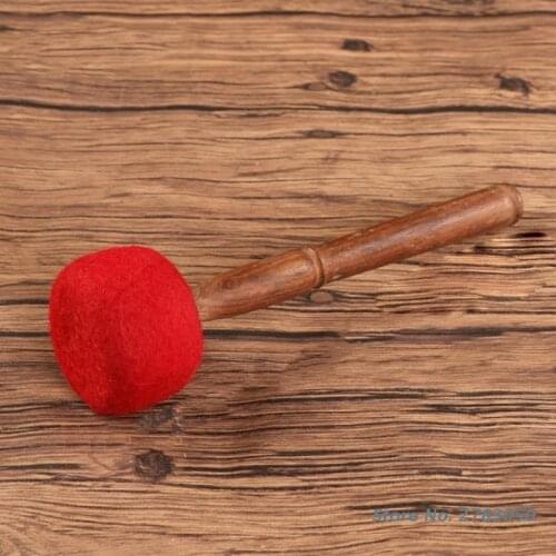 Durable Tibetan Singing Bowl Mallet Meditation Buddhist Handmade Wool Felt Hammer with Wood Handle Red 23cm/28cm