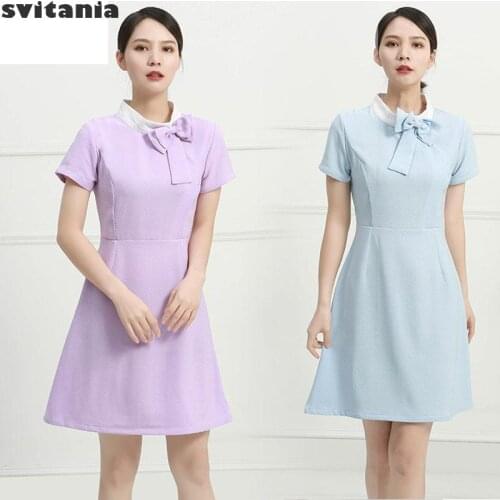Summer Beauty Salon Cosmetologist Work Clothes Short Sleeves, Spa Massage Work Uniform