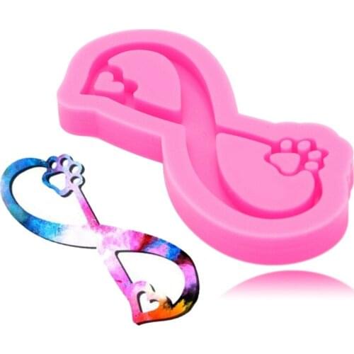 Love Ribbon Bear Paw Keychain Epoxy Resin Mold Necklace Pendant Silicone Mould