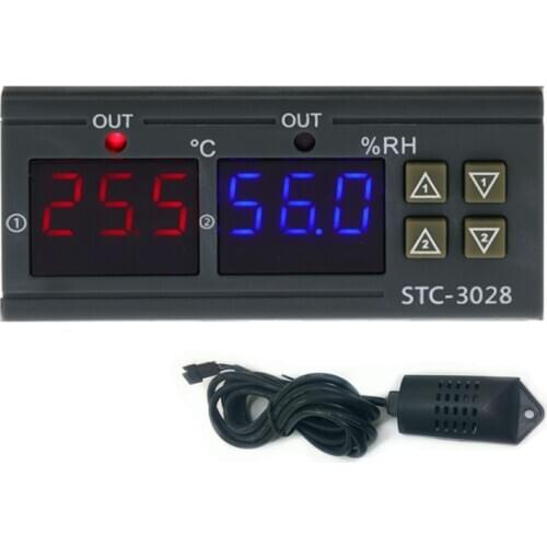 STC-3028 Digital Thermostat Temperature Humidity Controller Thermometer Hygrometer 110-220V 10A Dual Display