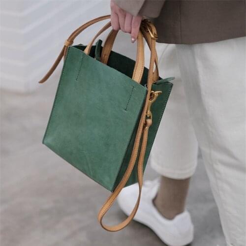 Retro fashion luxury natural real cowhide tote bag womens large-capacity design casual Genuine leather shoulder messenger bag