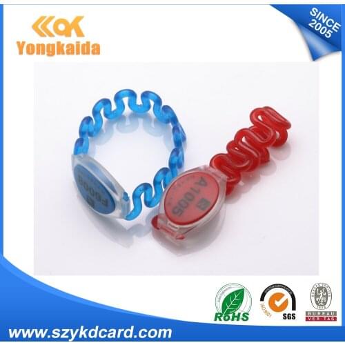 YongKaiDa 13.56MHz RFID ABS waterproof Wristband Fudan 1k Swimming pools rfid bracelet with serial number