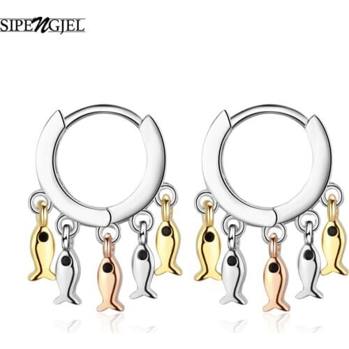 Tiny Trendy Cute Fish Drop Earrings Luxury Design Small Hoop Korean Earrings For Women Fashion Jewelry E-h0387