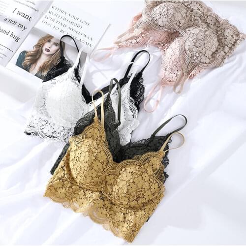 Womens Tube Top Bra, Lace Cropped Top, Floral Suspenders, Solid Color Camisole, Fashionable Sexy Underwear
