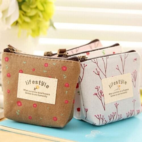 10*9cm Floral Style Coin Purse Women Small Wallet Canvas Bags Cute Money Key Holders Pouch Female Purse Zipper Bag