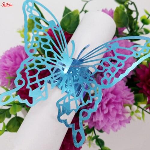 100pcs Romantic Butterfly Laser Cut Napkin Rings Wedding Supplies Paper Towel Buckle Wedding Favors For Table Decoration 6ZSH093