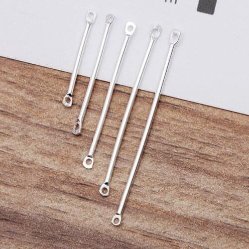 1000pcs 20mm 25mm 30mm 35mm 40mm silver plated double hole bar link rod jewelry link stick drop earring connectors findings
