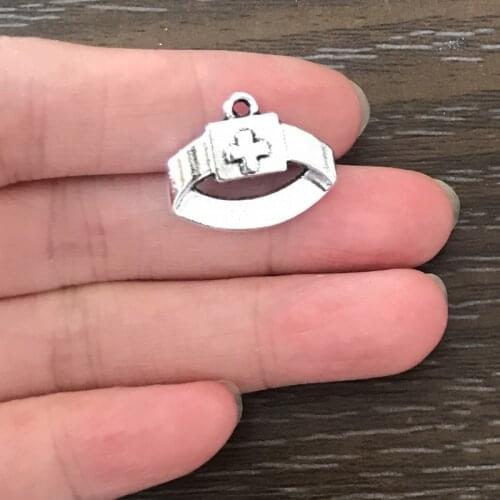 12PCS DIY Charm Nurse Hat Charm Zinc Alloy Pendant Charm for Bracelet Necklace Earring Zipper Pulls Bookmarks Jewelry Making