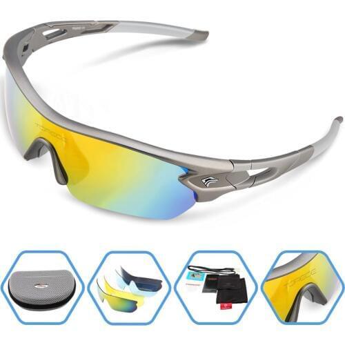 2019 Polarized Sports Sunglasses With 5 Interchangeable Lens for Men Women Cycling Running Driving Fishing Golf Hiking Eyewear