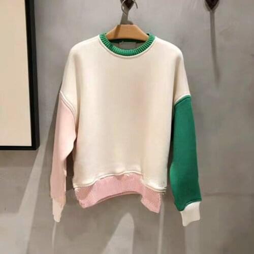 2021 Fashion Brand Women Sweatshirts Hoodies Patchwork Casual Loose Sportswear Coat Panelled Pullovers Ladys Clothing