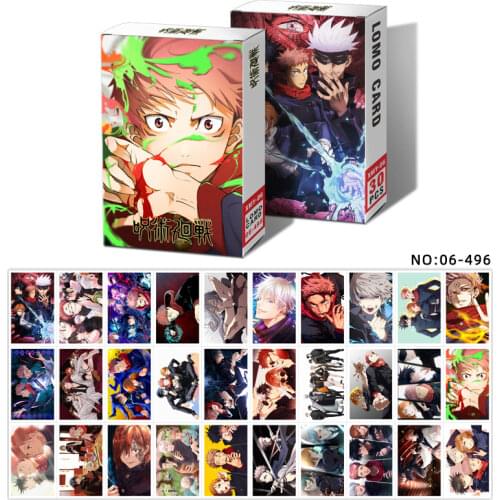 30 Sheets/Set Anime Game Genshin, Jujutsu Kaisen, Attack On Titan Lomo Card Mini Postcard Greeting Message Card Christmas Gifts
