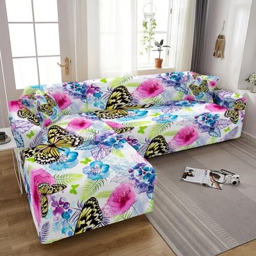 3D Butterfly Sofa Cover for Living Room Stretch Slipcovers Sectional Couch Cover 3 Seater funda de sofá L Shape Sofa Need 2pc