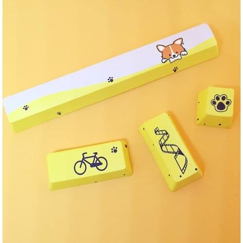 4 PCS PBT 5 Sides Dye-Subbed Spacebar 6.25U OEM height Space Bar Keycap Chicken game Keyboard Accessories Coral Sea style