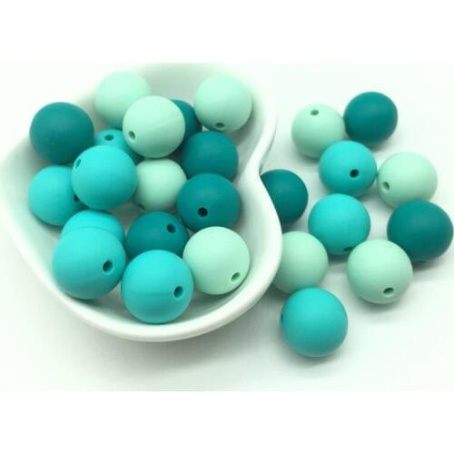 12 MM Silicone Beads 40 PCS Greeny Round Baby Teething Beads BPA Free Baby Mordedor Perle Silicone Dentition For Necklace Making