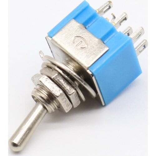 5pcs/Lot Blue 6-Pin DPDT ON-ON Mini 6A125VAC Miniature Toggle Switches