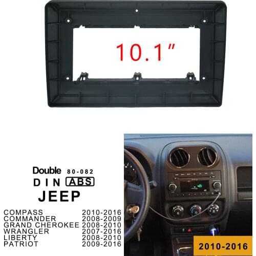 2Din Car DVD Frame Plug Audio Fitting Adaptor Dash Trim Kits Facia Panel 10.1inch For Jeep Chrysler Wrangle Double Radio Player