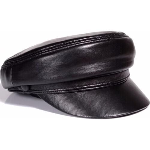 BRAND NEW 2020 Spring/Winter Unisex 54-60 CM Balck Genuine Leather Windproof Baseball Caps Man/Woman Duckbill Gorras