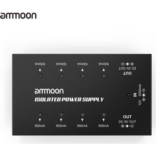 Ammoon Compact Size Guitar Effect Power Supply 8 Isolated DC Outputs for 9V/18V Guitar Effect Pedal Power Guitar Accessories