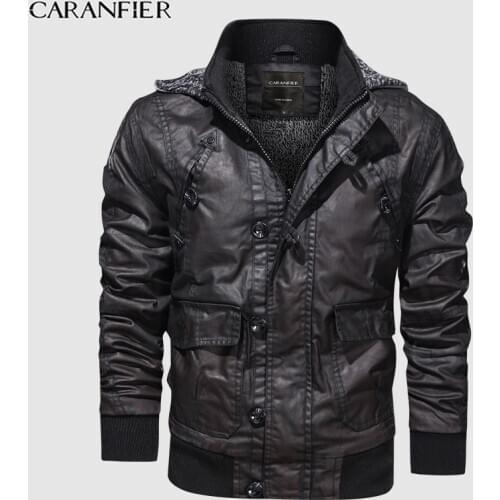 CARANFIER Mens Winter Fleece Jackets Warm Hooded Coat Thermal Thick Outerwear Male Military Jacket Mens Brand Clothing S-3XL
