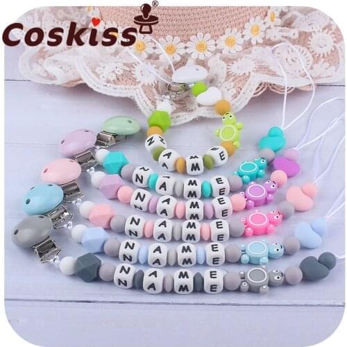 Coskiss Baby Pacifier Chain Holder Dummy Chain Eco Sea Turtle Teether Beads Chewing Shower Teether Toys Personalized Gifts