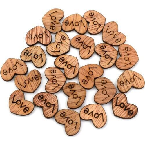 500PCS Heart Shape Wooden Buttons Craft Scrapbooking for Garment Accessories Clothes Scrapbooking Decor Sewing Wood Button