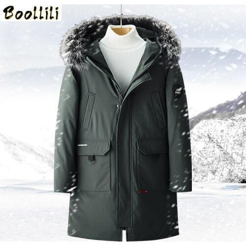 Design Thick Warm Winter Leisure Cotton-Padded Brand Down Jacket Men Hat Detachable Fur Collar White Duck Down Parkas 4xl