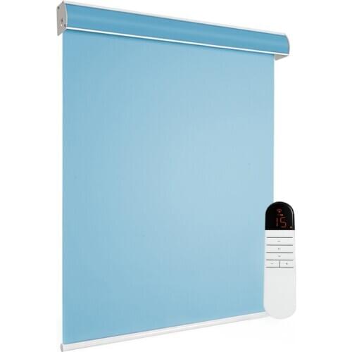 ALDOMO Electric roller blinds with fabric dust cover rechargeable smart remote lifting curtains bedroom office shade waterproof