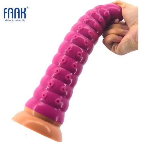 FAAK Big silicone dildo huge butt plug anal sex toys stitching color pink screw long anal dildo with suction cup adult products